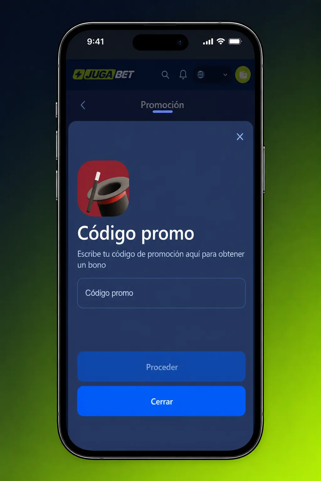 Pasos para activar el código promocional en la app de Jugabet desde tu celular con Android o iOS