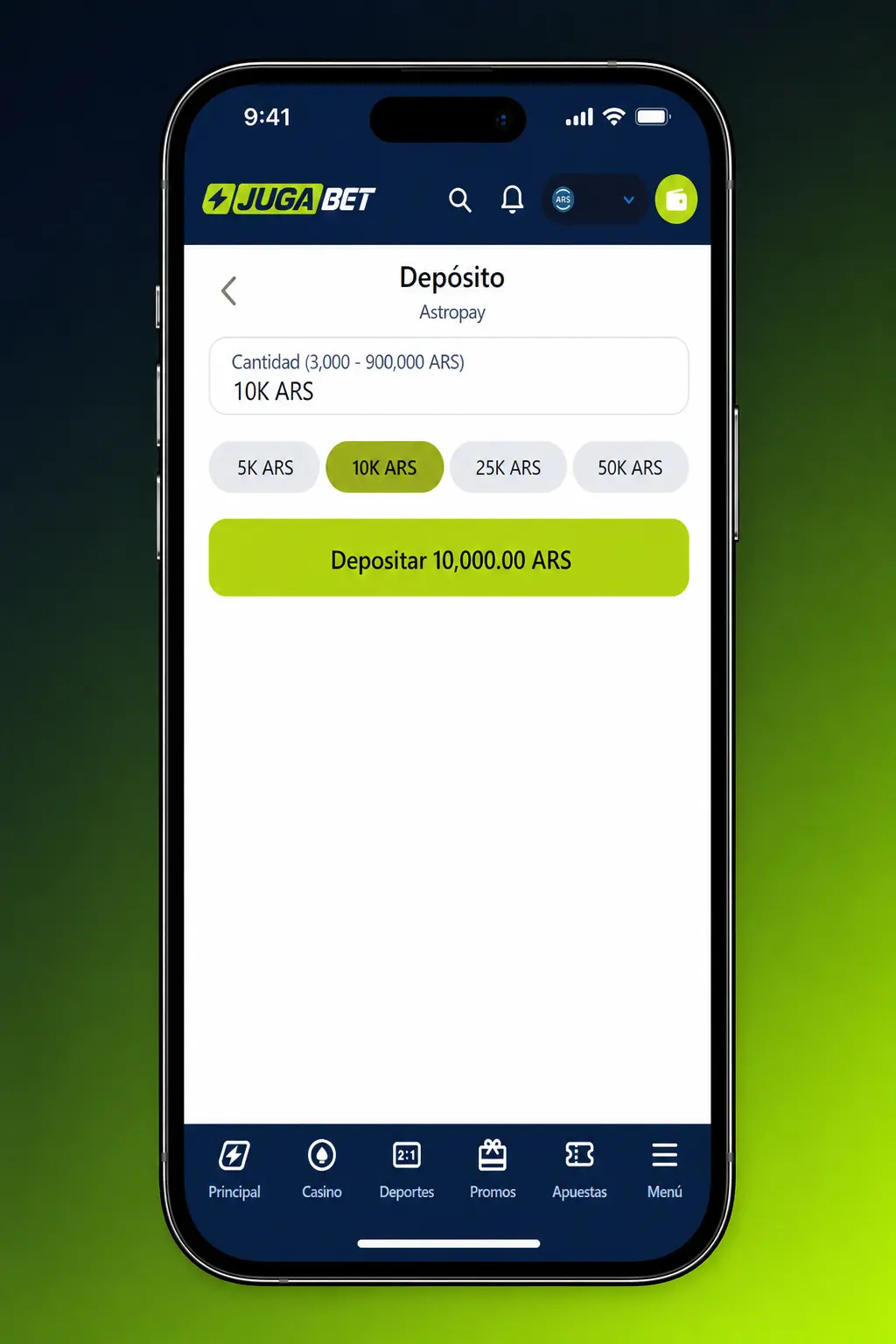 Pasos para activar el código promocional en la app de Jugabet desde el celular
