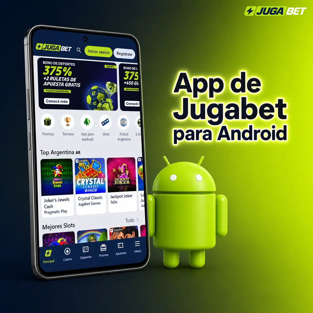 Descarga la app de Jugabet para Android, APK gratis de 42 MB, instalación rápida vía Wi-Fi.