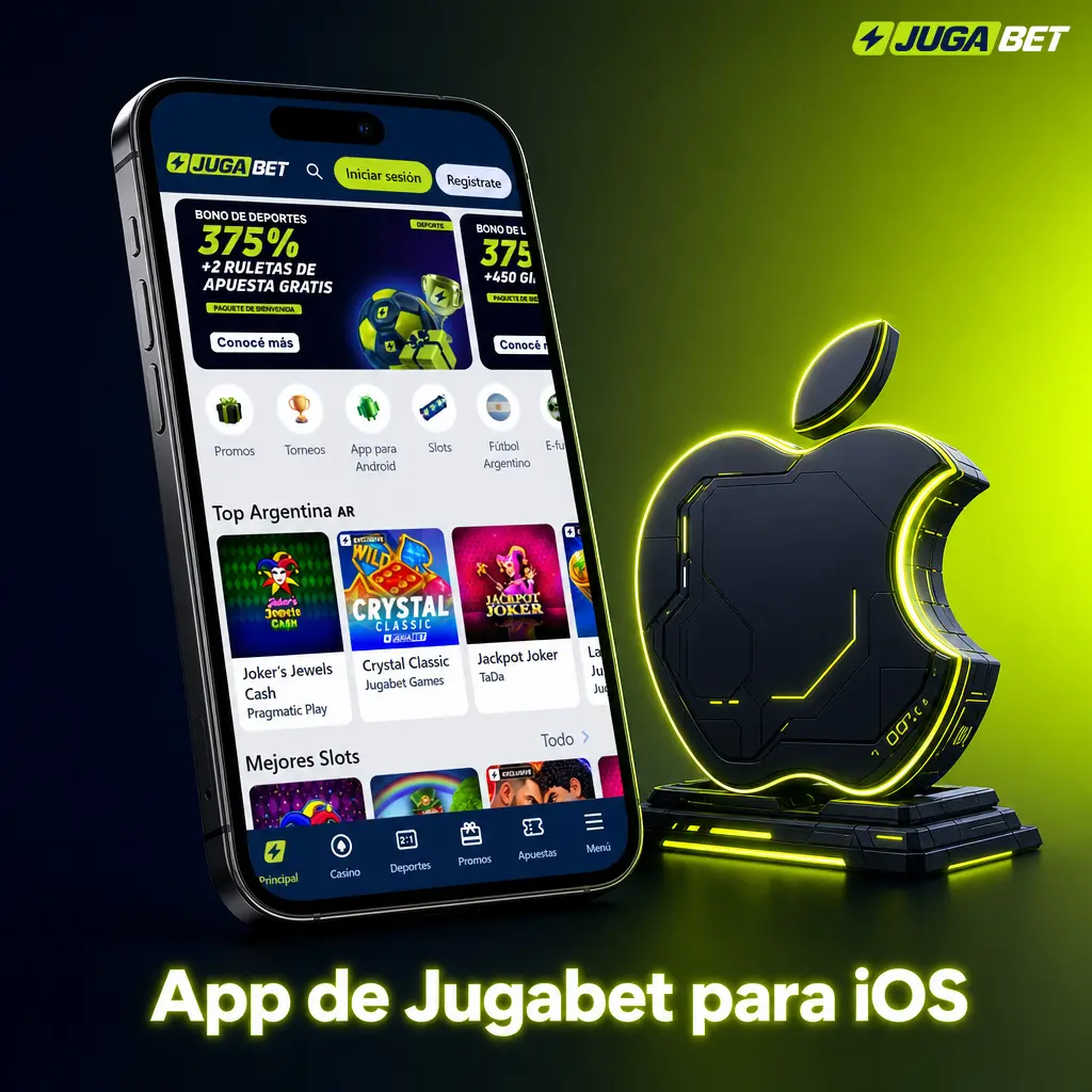 App de Jugabet para iOS gratis, optimizada para iPhone y iPad con pantallas Retina y gestos táctiles nativos de Apple.