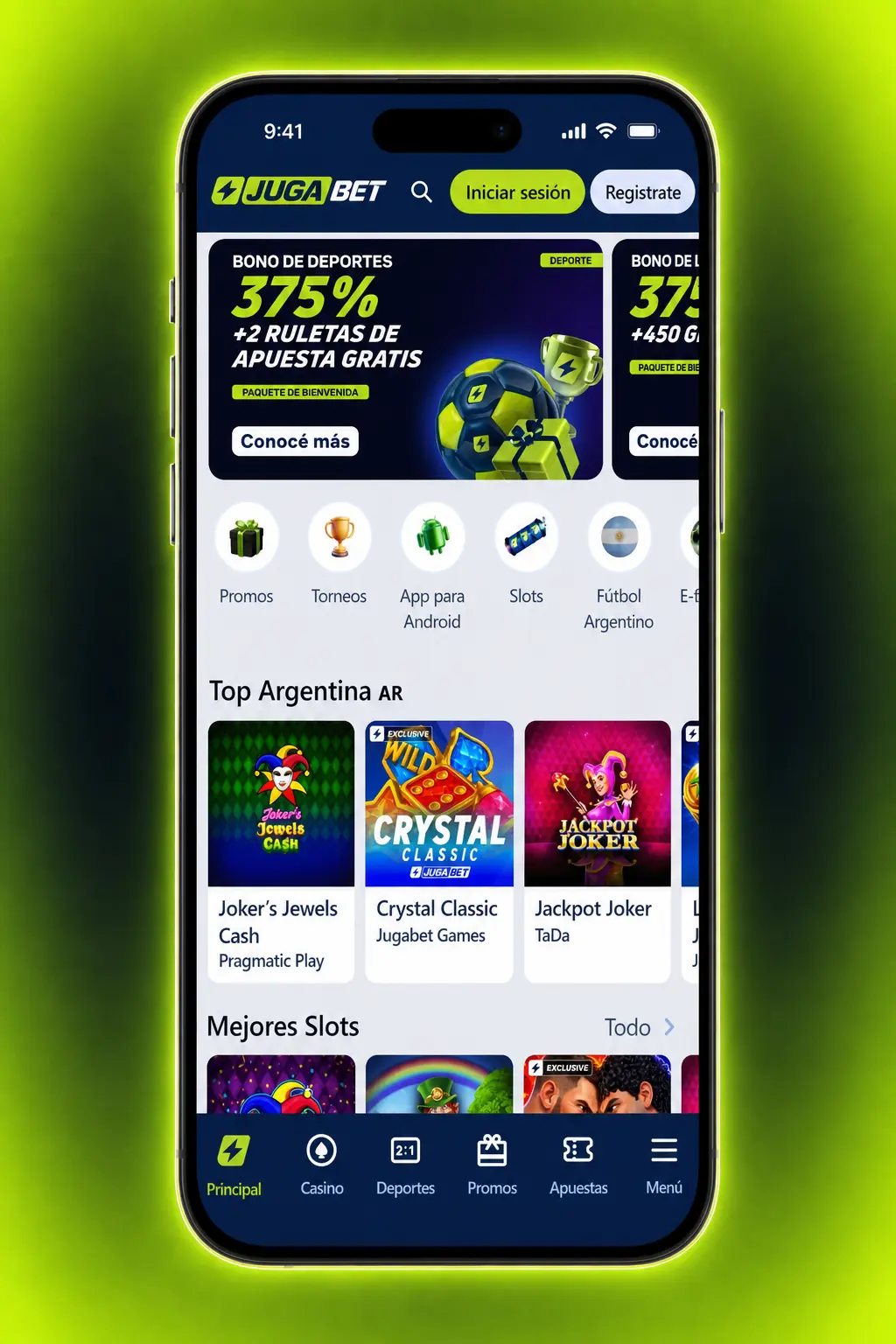 App Jugabet PWA para iOS: instalación desde Safari agregando el ícono a la pantalla de inicio del celular.