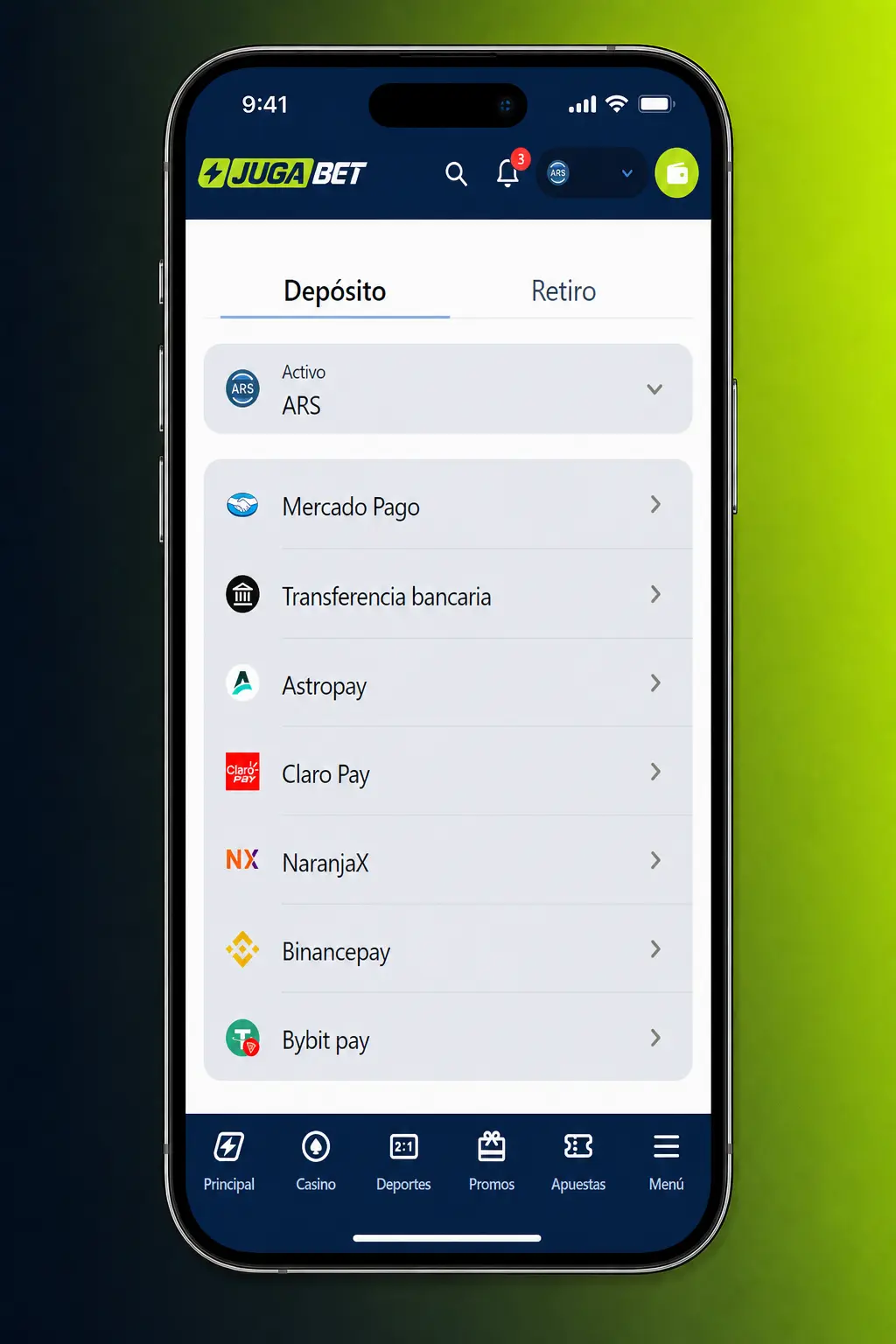 Captura de la app de Jugabet mostrando mercados de apuestas de básquet, cuotas en vivo para NBA y Liga Nacional.