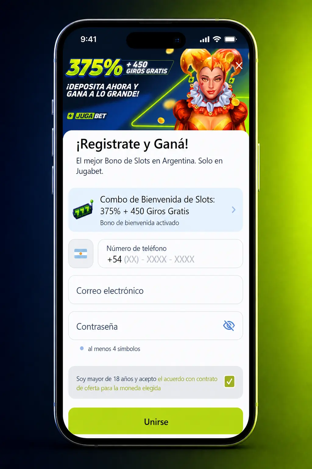 Captura de la app móvil de Jugabet mostrando el menú de apuestas de esports disponibles