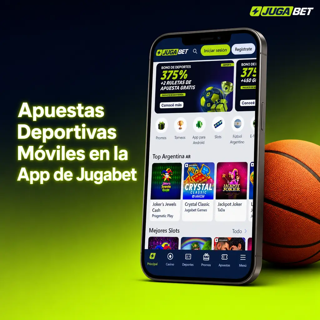 Captura de la app de Jugabet mostrando apuestas deportivas móviles en vivo con cuotas y estadísticas actualizadas.