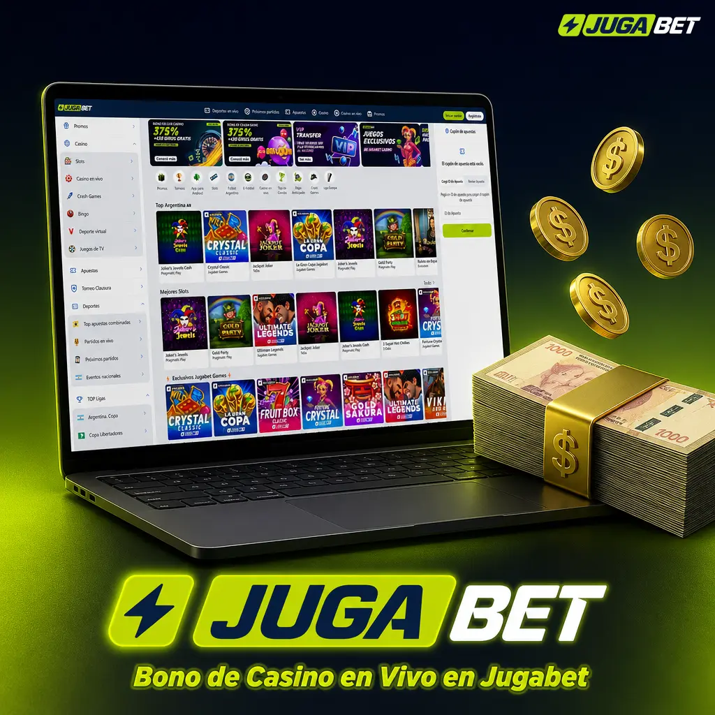 Bono de bienvenida de Jugabet: 275% y hasta 375 giros gratis en tu primer depósito para casino en vivo y tragamonedas