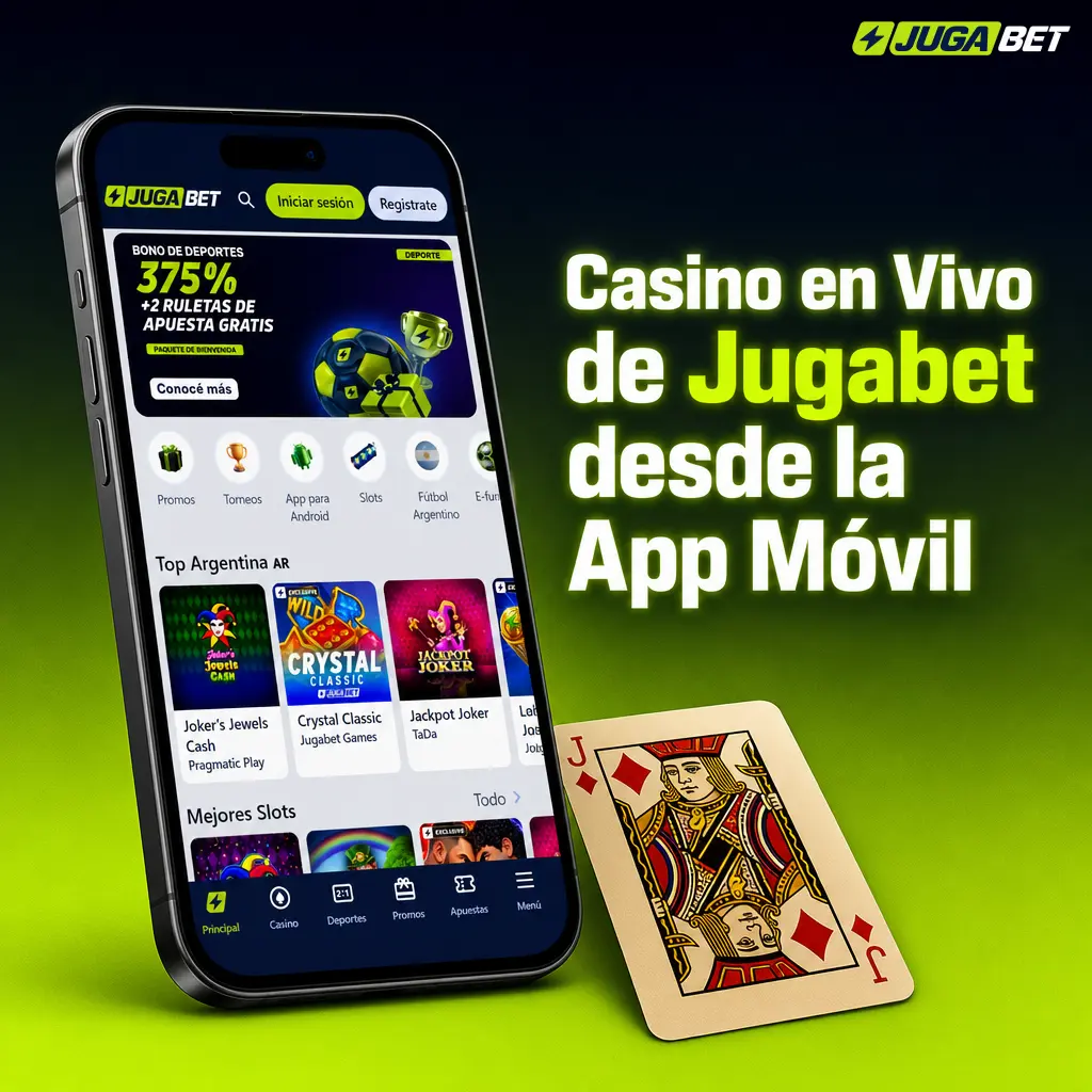 Casino en vivo de Jugabet desde la app móvil: mesas con crupier en tiempo real, catálogo completo y carga rápida en Android e iOS.
