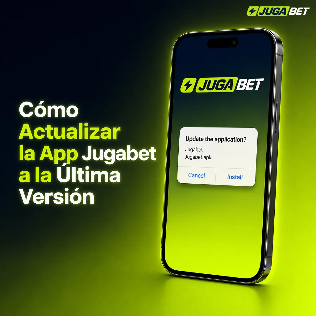 Pantalla de la app Jugabet mostrando la versión 2026 actualizada automáticamente con cuotas y bonos activos