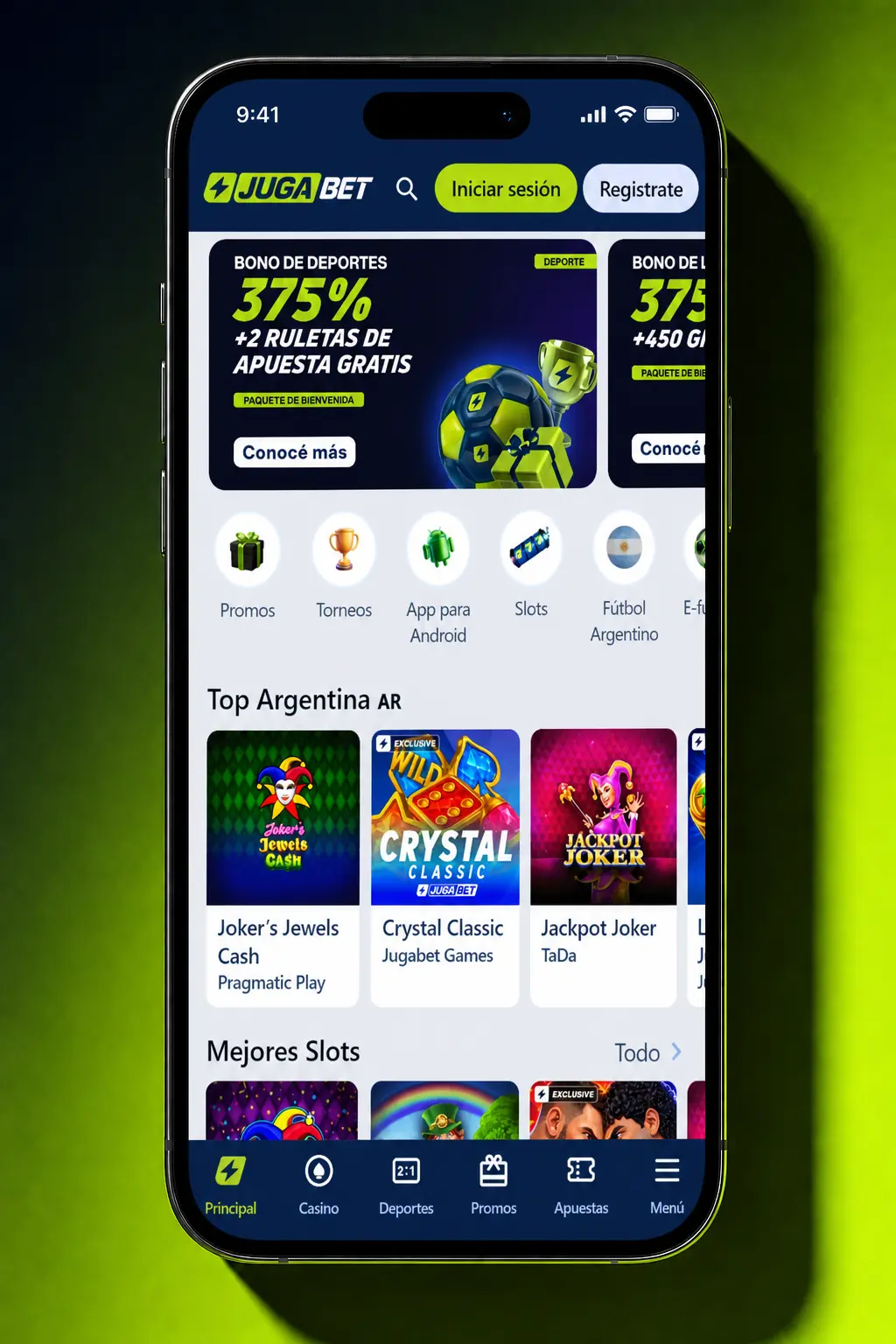 Pasos para descargar e instalar la app de Jugabet en iOS desde Safari usando la opción agregar a pantalla de inicio.