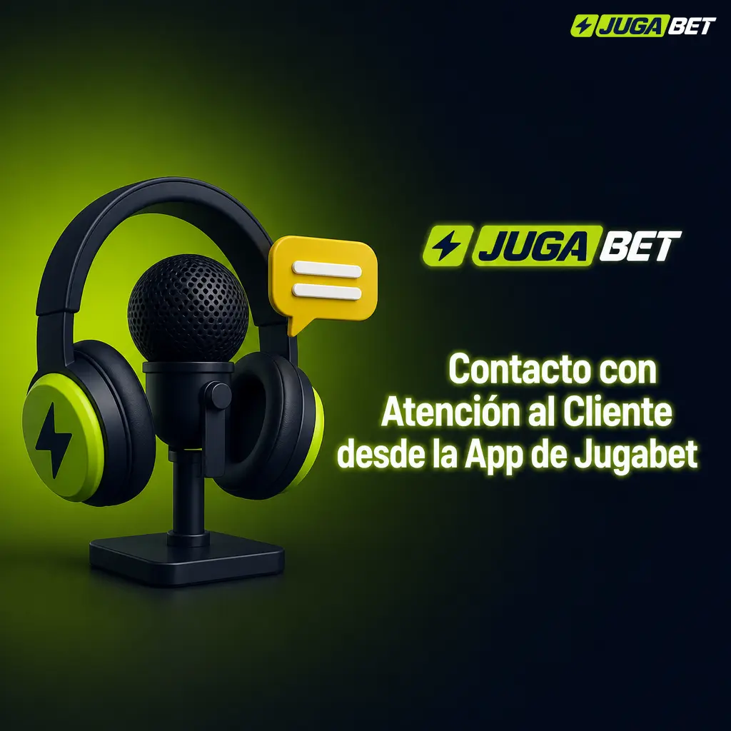 Pantalla de la app Jugabet mostrando opciones de contacto con atención al cliente: chat en vivo, email, WhatsApp y FAQ