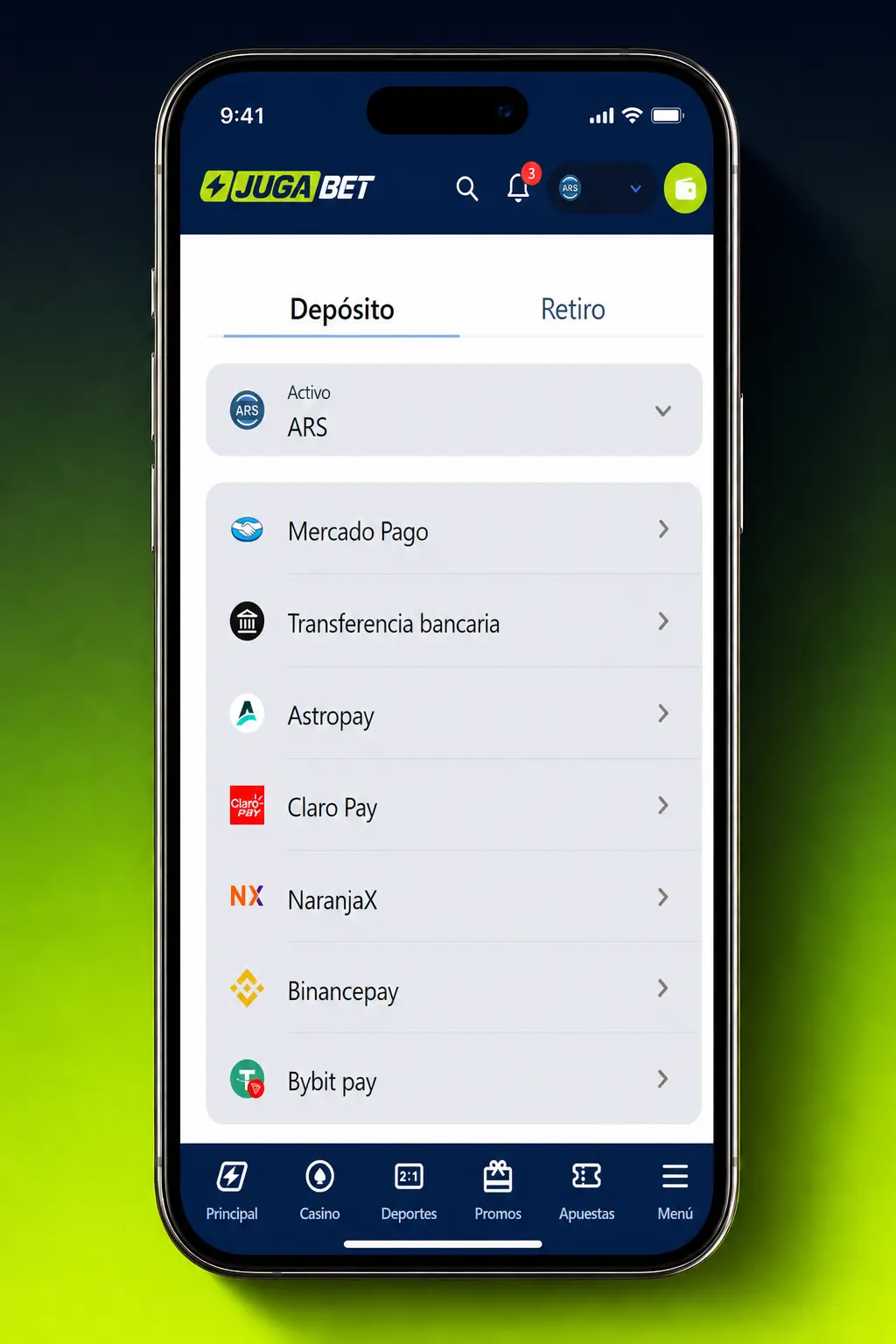 Guía paso a paso para registrarte, depositar y apostar en Fórmula 1 en la app o sitio web de Jugabet.