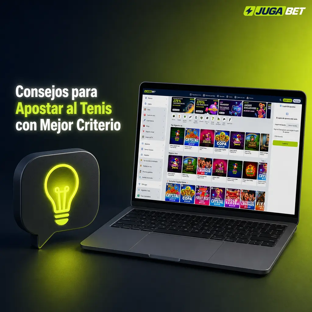 Consejos para apostar al tenis en Jugabet: forma del jugador, historial, superficie de cancha y manejo del banco de apuestas.