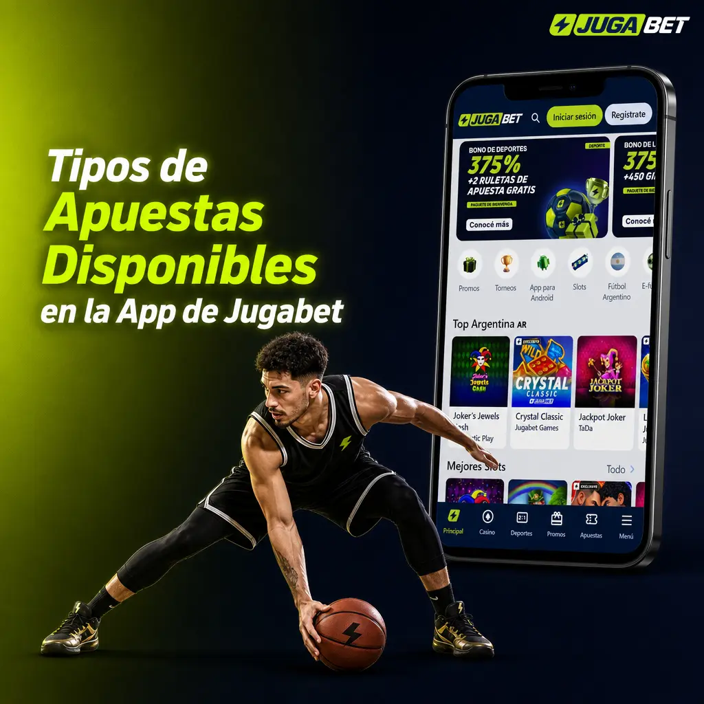 Tipos de apuestas en la app de Jugabet: simple, combinada, sistema, en vivo y cash out para distintos niveles de riesgo.
